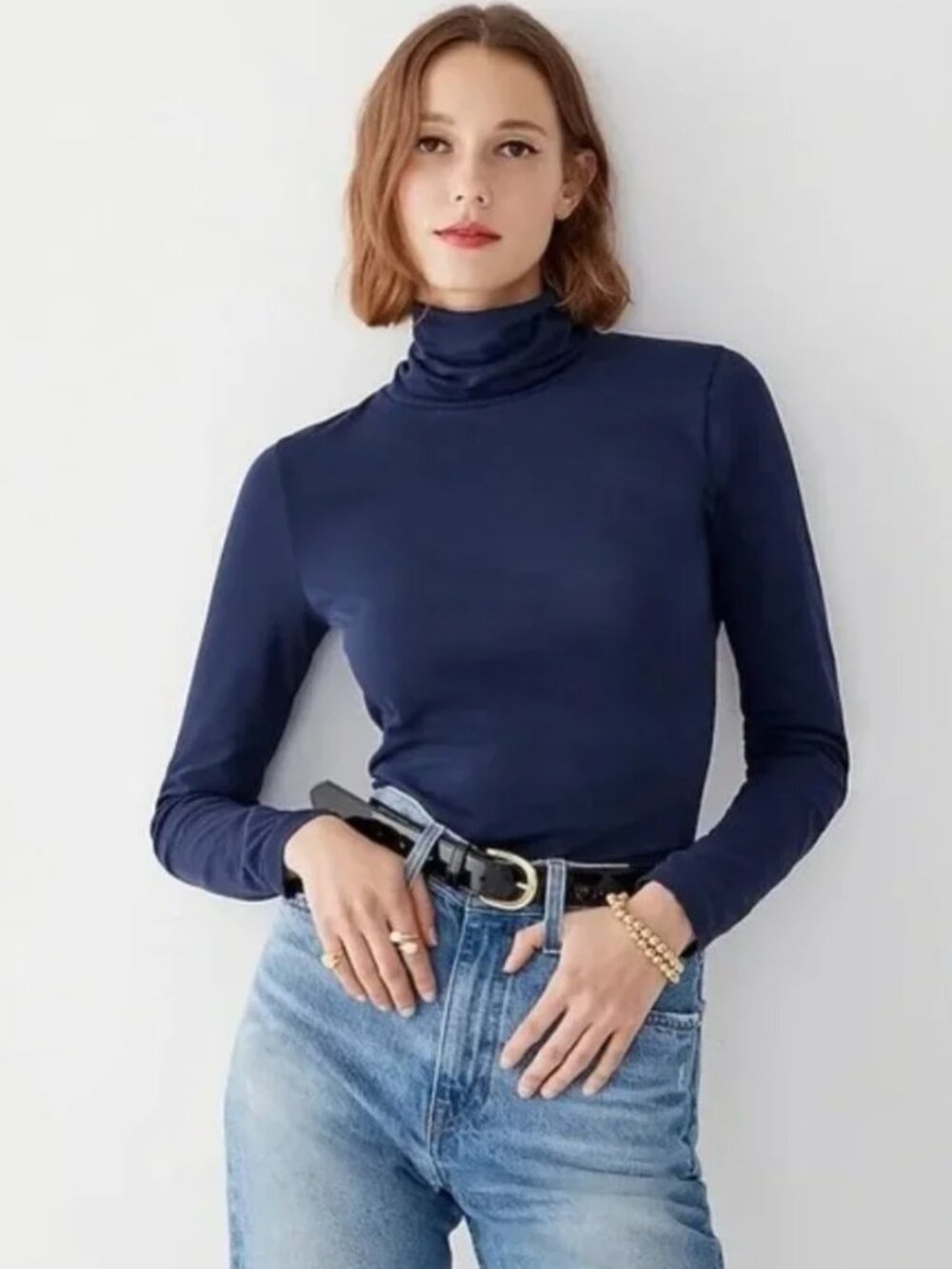 J.Crew Factory Tissue Turtleneck in Blue (Size M)
